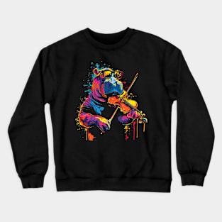 Hippo Playing Violin Crewneck Sweatshirt